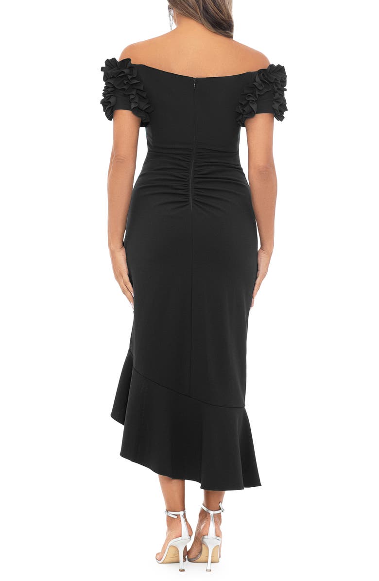 Ruffle Off the Shoulder Midi Cocktail Dress