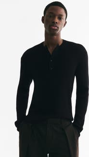 H&M Slim-fit Ribbed Henley Shirt