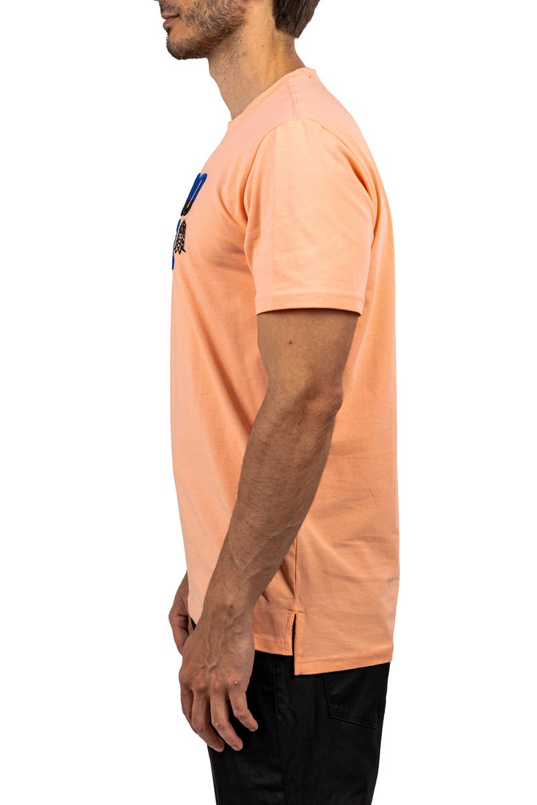 Colossal Peachpink Embroidered Logo Stretch Cotton T-Shirt, Alternate, color, PINK