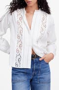 Madewell Lace Inset Pintuck Button-Up Shirt