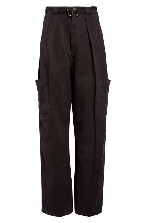 Spigola Oversize Cotton Denim Barrel Leg Cargo Pants