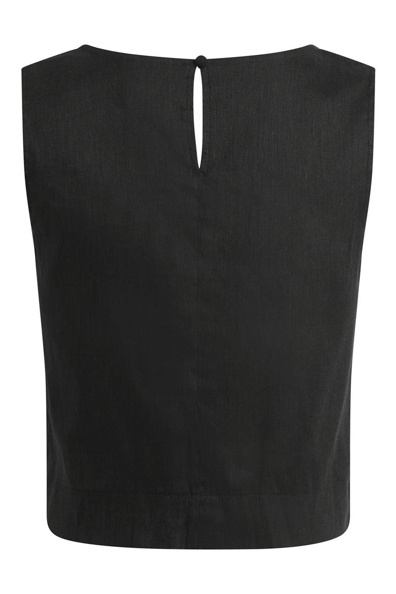 The Abby Linen Blend Square Neck Crop Shell, Alternate, color, BLACK