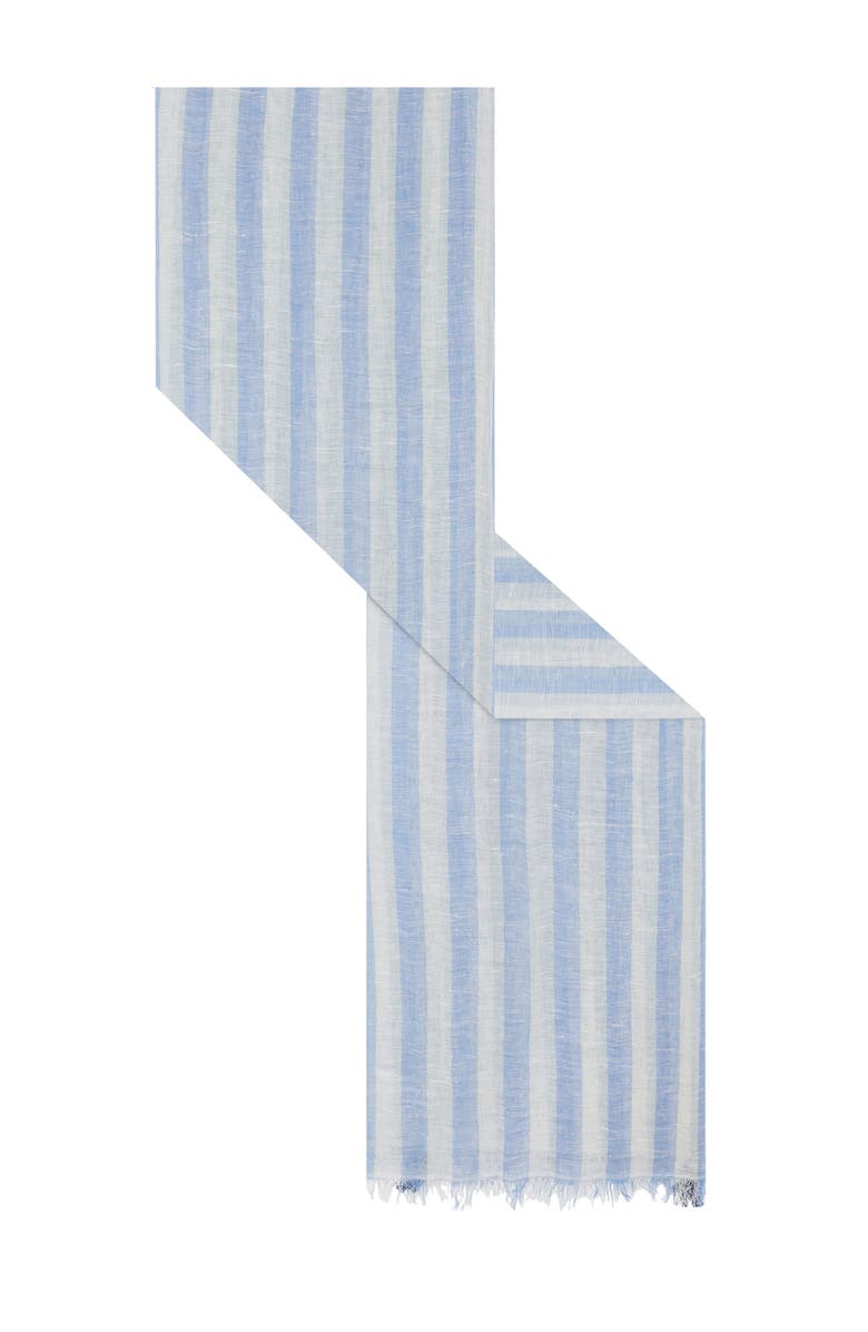 GERARD DAREL Dominique Linen Blend Striped Scarf, Alternate, color, Sky Blue