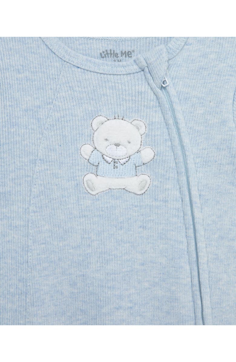 Little Me Blue Bear Cotton Footie & Hat Set, Alternate, color, Blue
