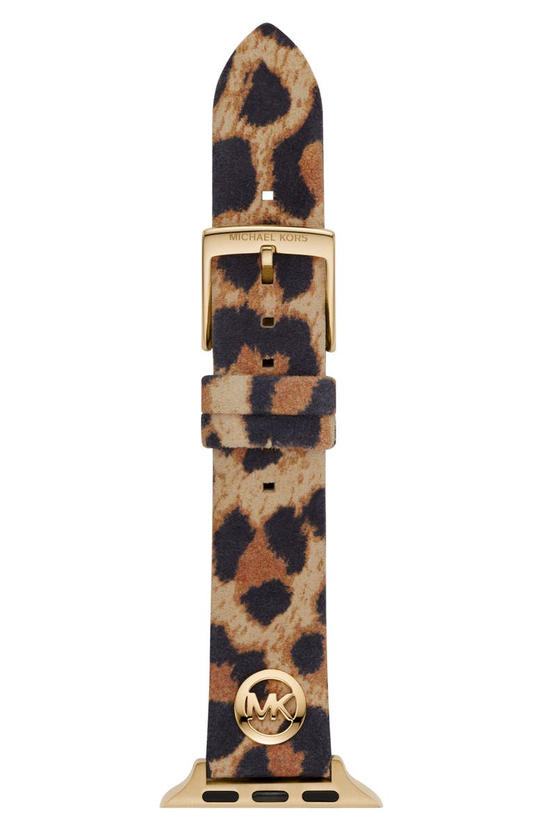 Michael Kors Animal Print Leather Apple Watch<sup>®</sup> Watchband, Main, color, 