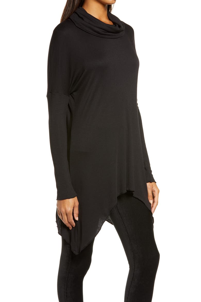Slouchy Cowl Neck Top, Alternate, color, BLACK