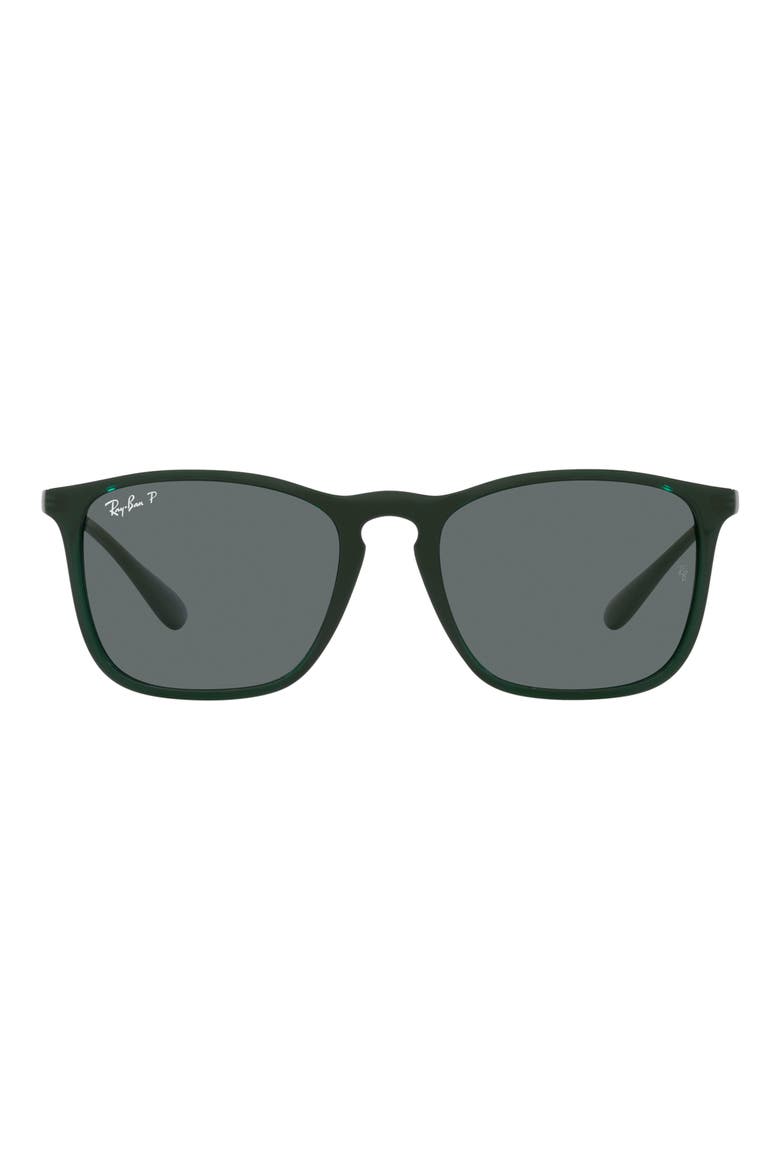 54mm Polarized Square Sunglasses, Main, color, TRANSPARENT GREEN