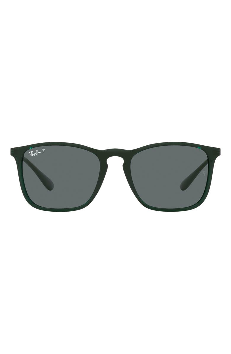 Ray-Ban 54mm Polarized Square Sunglasses, Main, color, Transparent Green