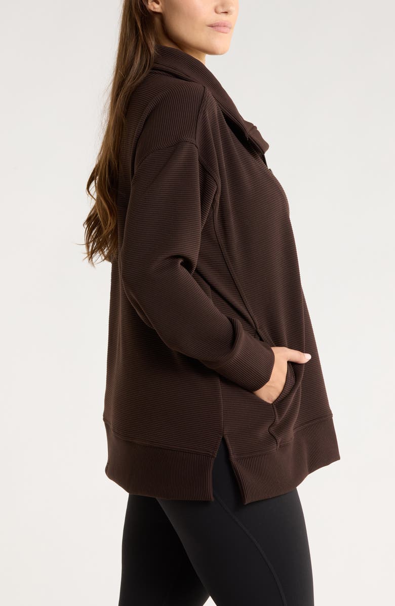 Zella Kickback Ottoman Half Zip Tunic, Alternate, color, Brown Mole