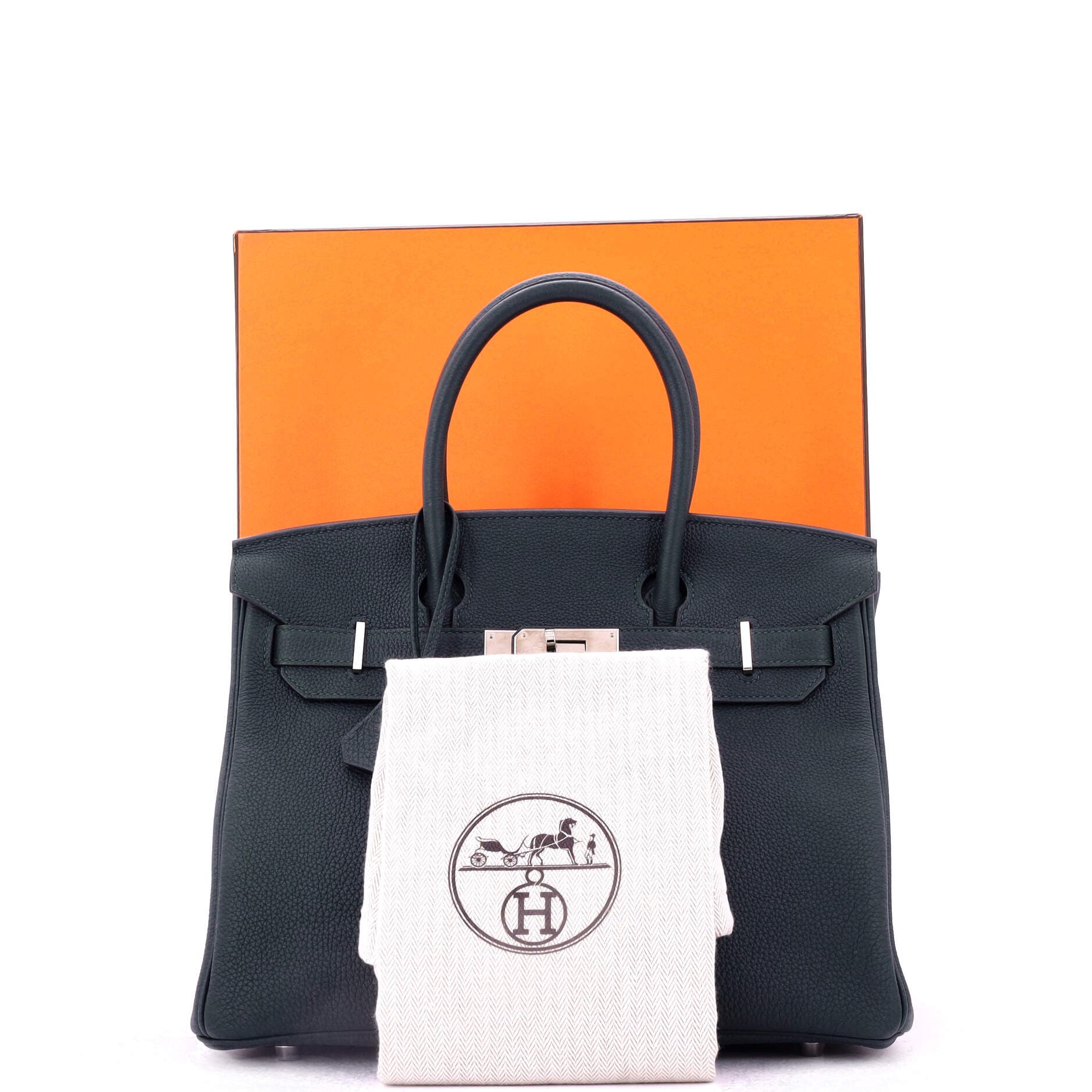 Pre-Owned Hermes Birkin Handbag Green Togo with Palladium Hardware 30, Alternate, color, 