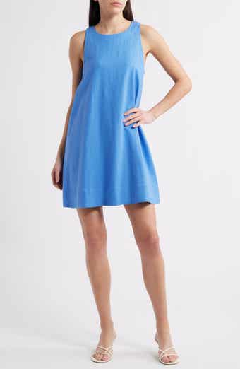 Charles Henry Sleeveless Linen Blend Trapeze Dress