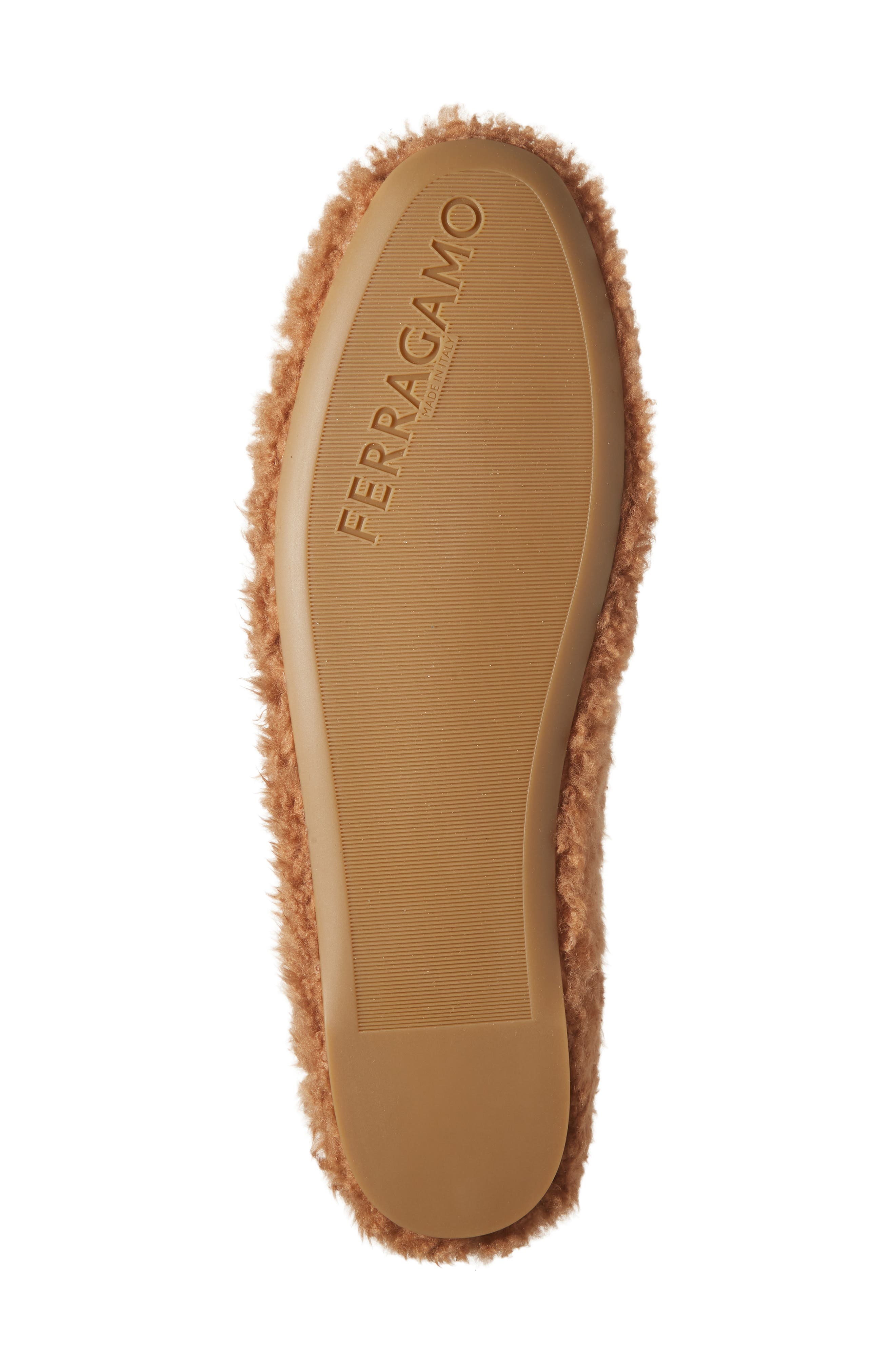 FERRAGAMO Gancio Genuine Shearling Ballet Flat, Alternate, color, Merinillo Carino Cedar