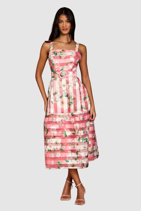 Petite Floral Organza Midi Dress