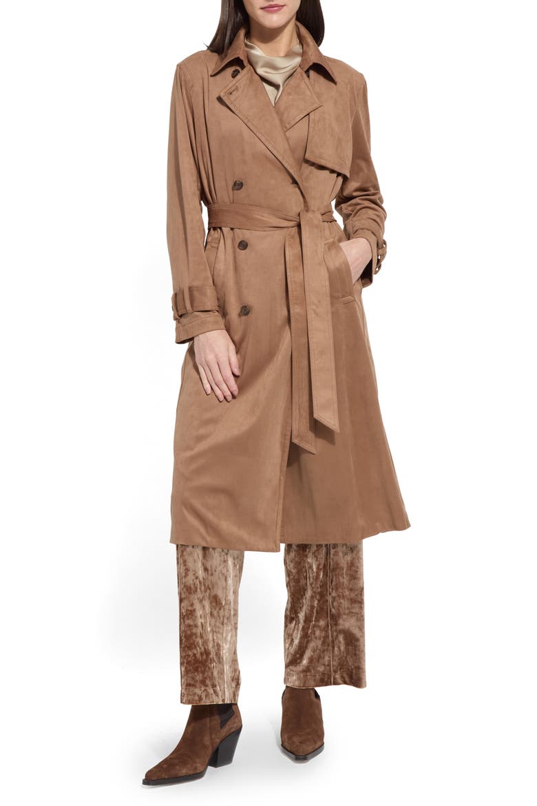 Agatha Faux Suede Trench Coat, Main, color, LUX CAM