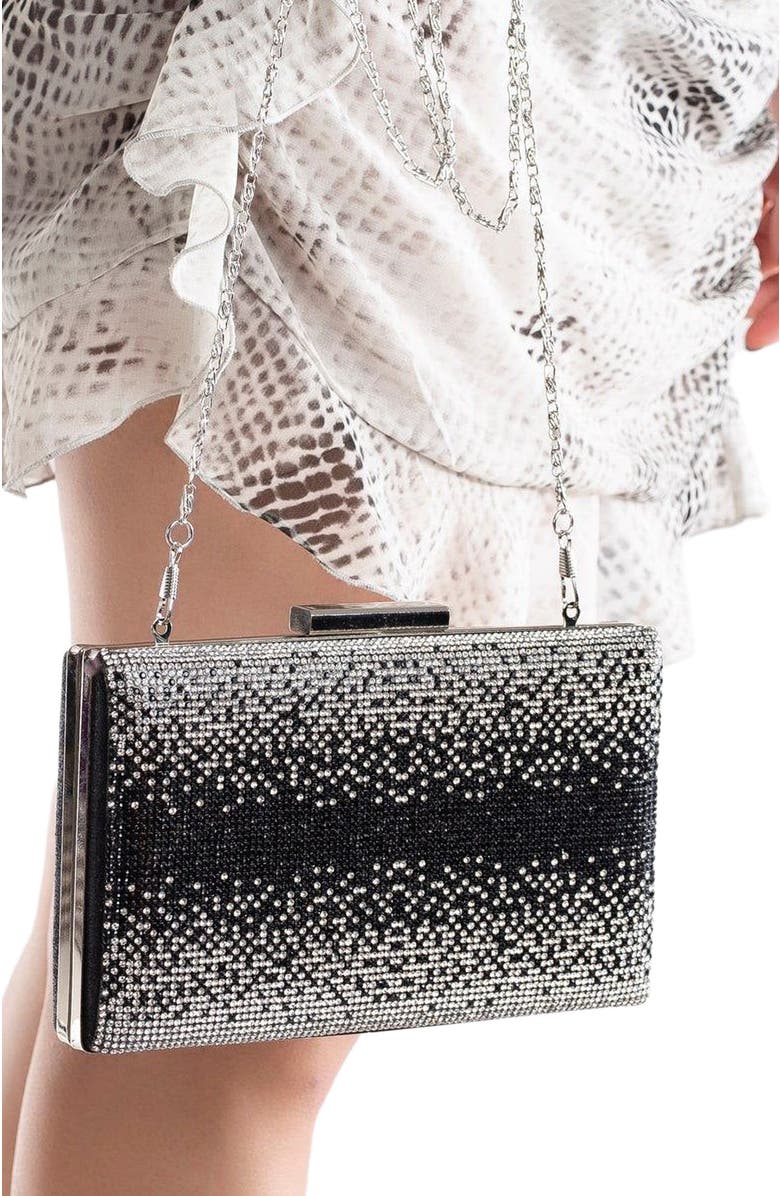 Forever & Always Shoes Clara Evening Clutch, Alternate, color, Black Silver Glitter