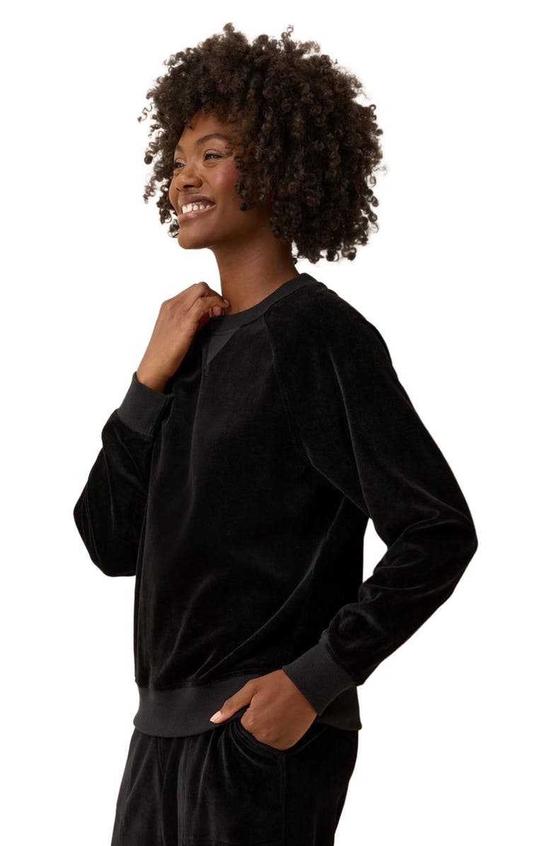 Pact Pure Velour Crew Sweatshirt, Alternate, color, Black