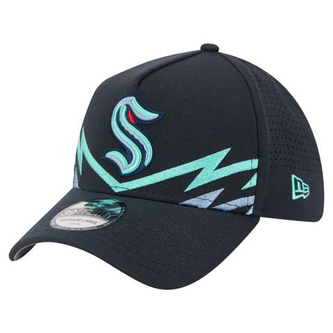 Men's New Era Deep Sea Blue Seattle Kraken Zig Zag 39THIRTY A-Frame Perforated Flex Hat