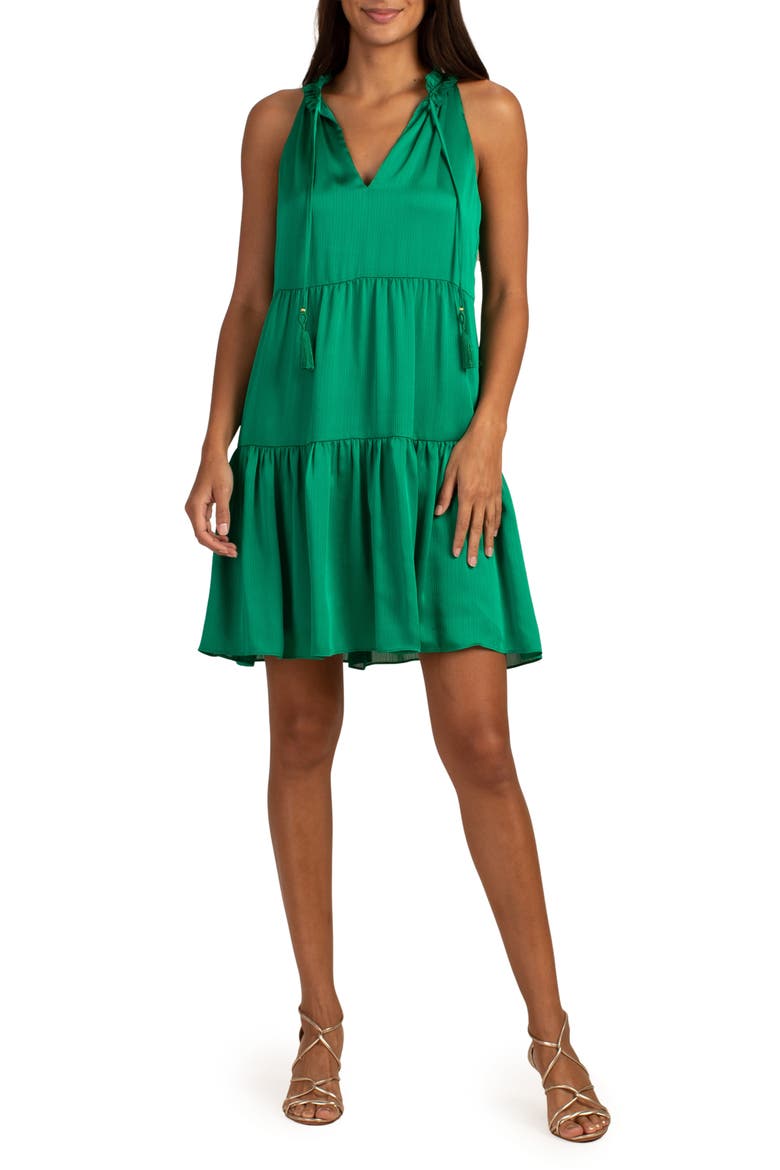 Embrace Sleeveless Tiered Shift Dress, Main, color, ZELLIGE GREEN
