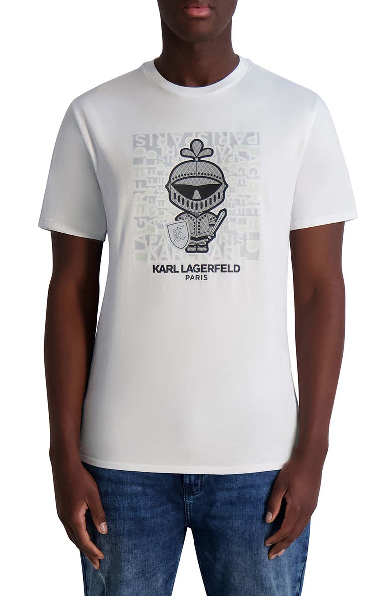 KARL LAGERFELD PARIS Armor Karl Logo Graphic T-Shirt, Main, color, White