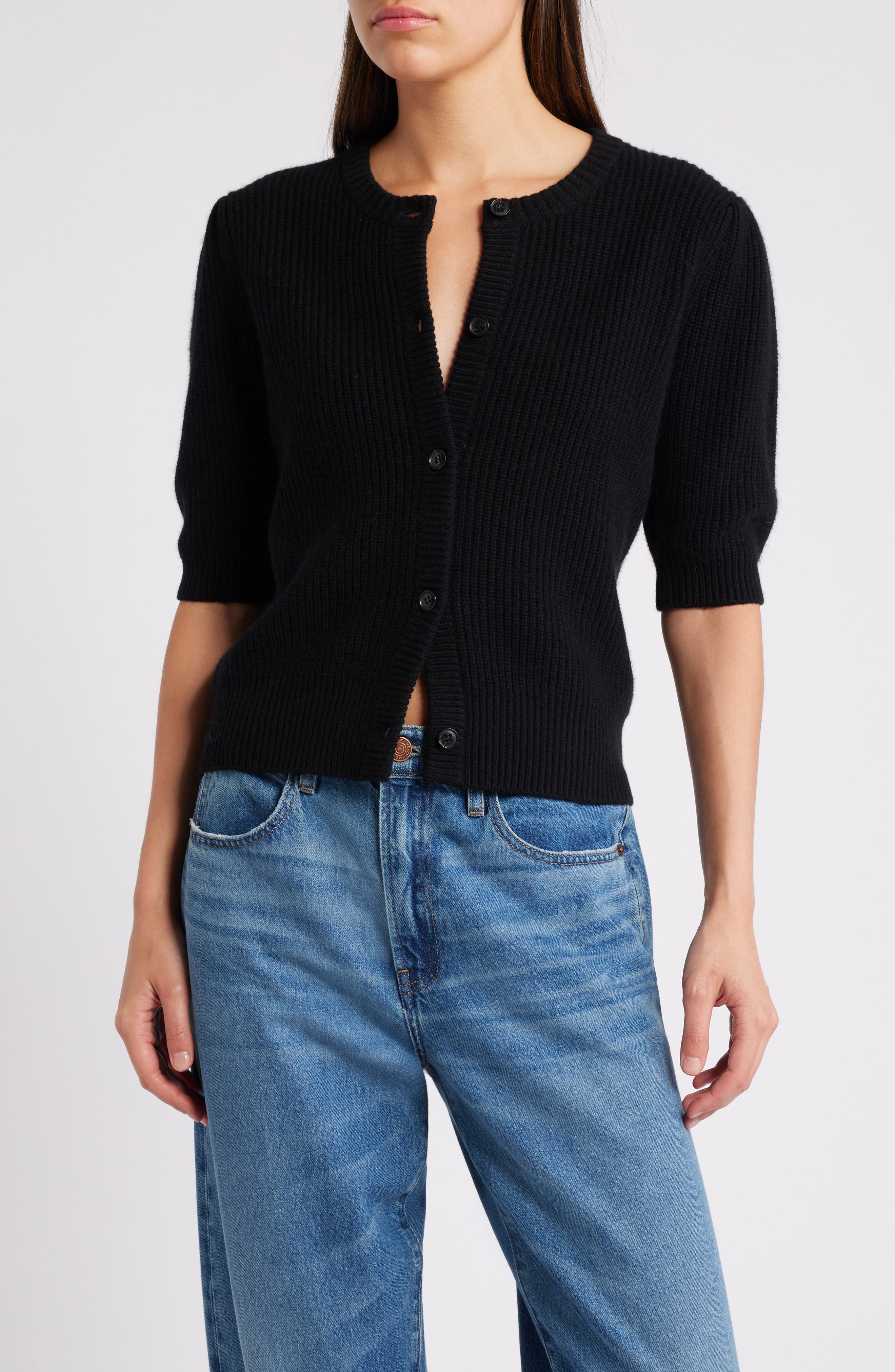 FRAME Shrunken Rib Wool & Cashmere Cardigan