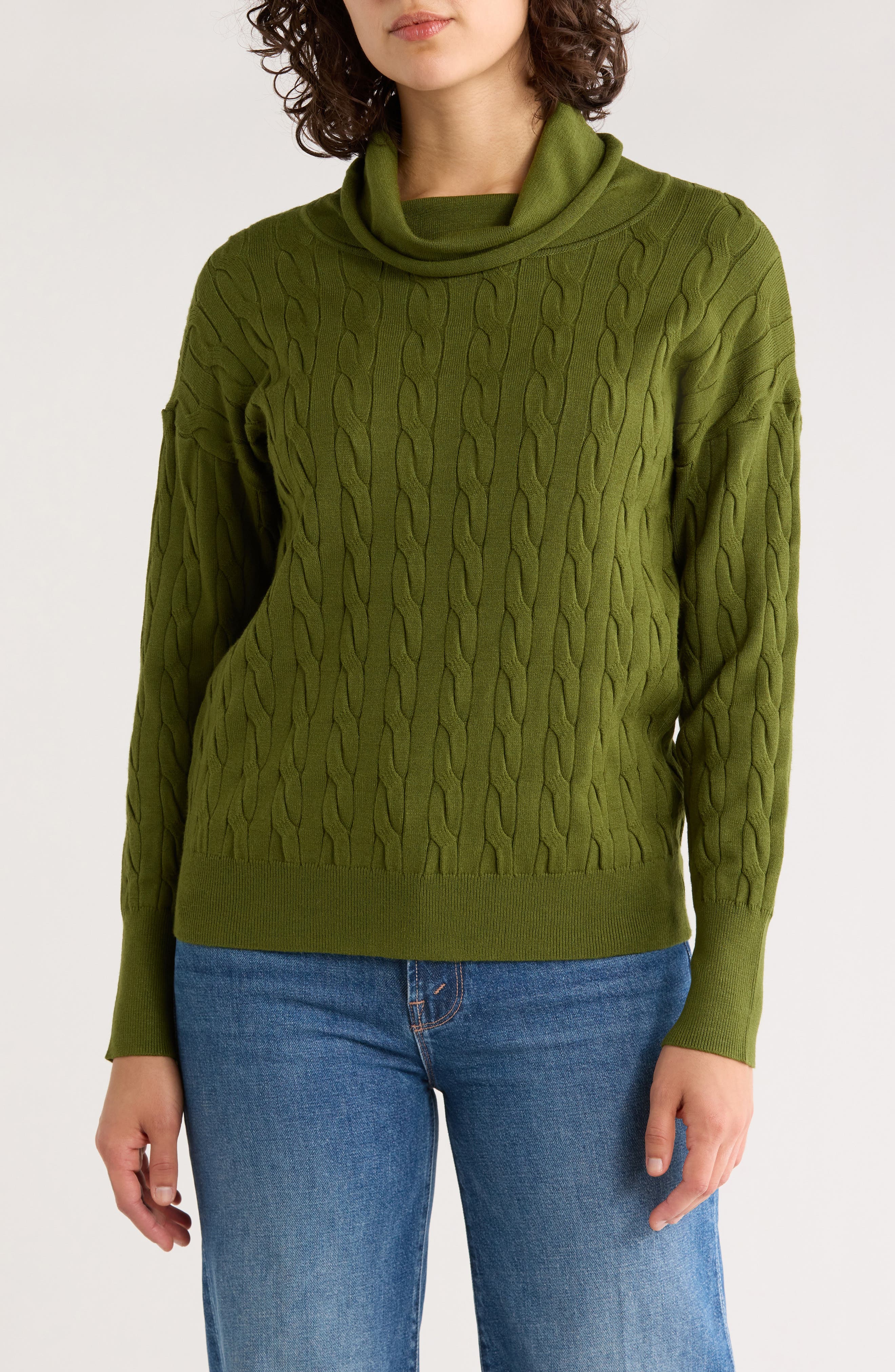 ELIE ELIE TAHARI Cable Stitch Turtleneck Sweater