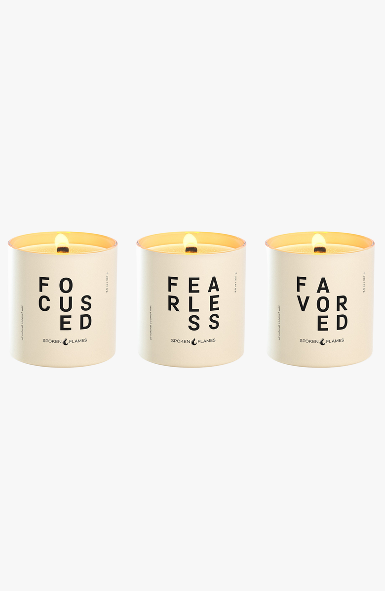 Spoken Flames F, Yes Candle Set, Alternate, color, Black / Cream