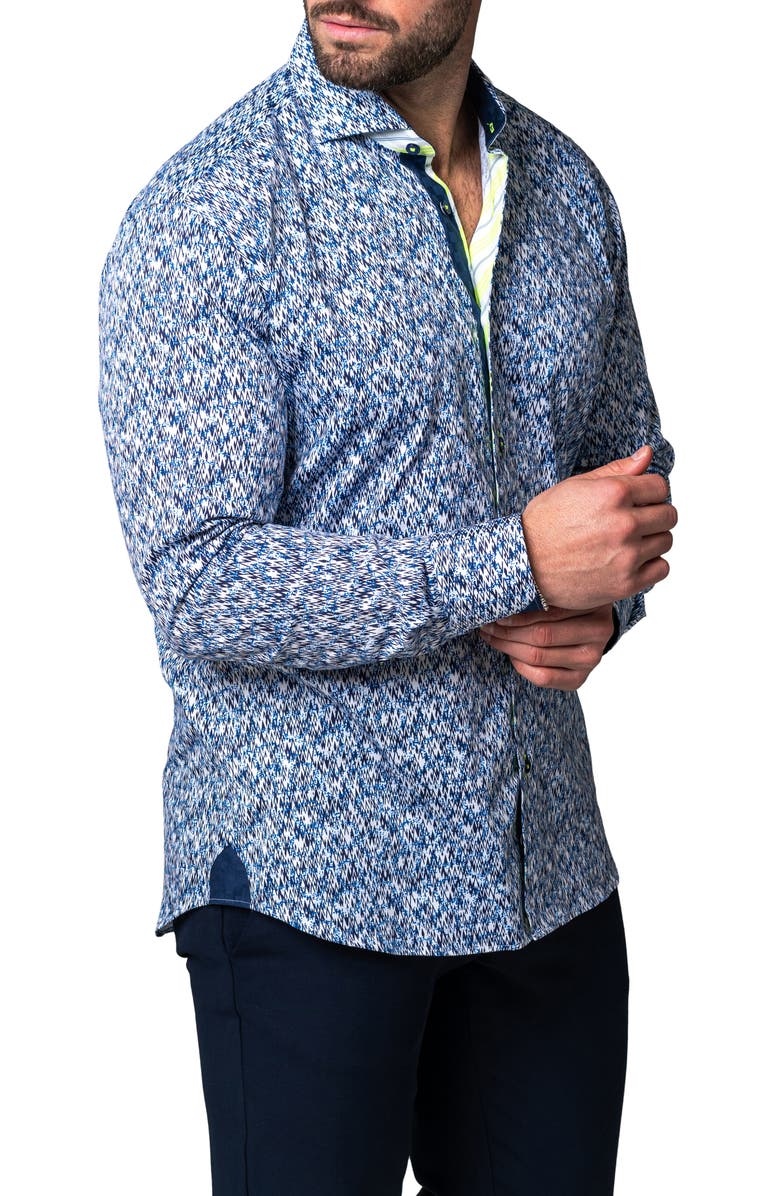 Maceoo Einstein Skim Blue Cotton Button-Up Shirt, Alternate, color, Blue
