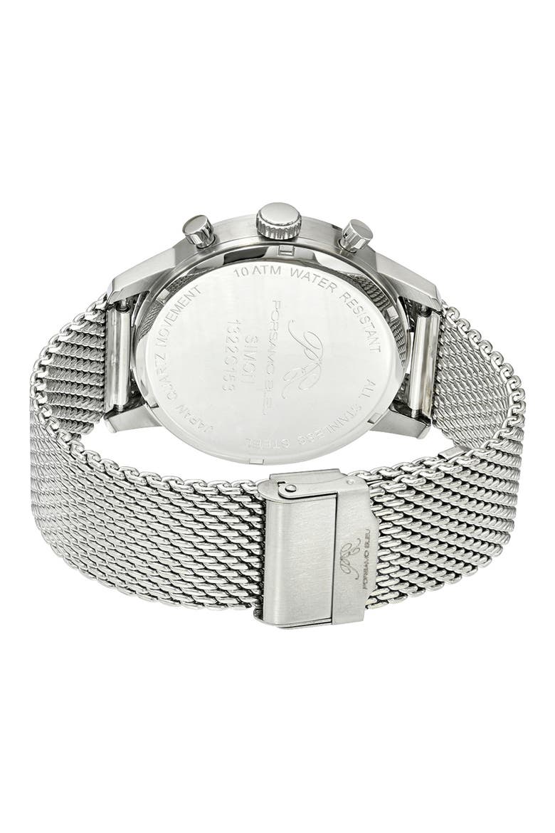 Simon Mesh Strap Chronograph Watch, 44mm, Alternate, color, SILVER BLACK AND GREEN