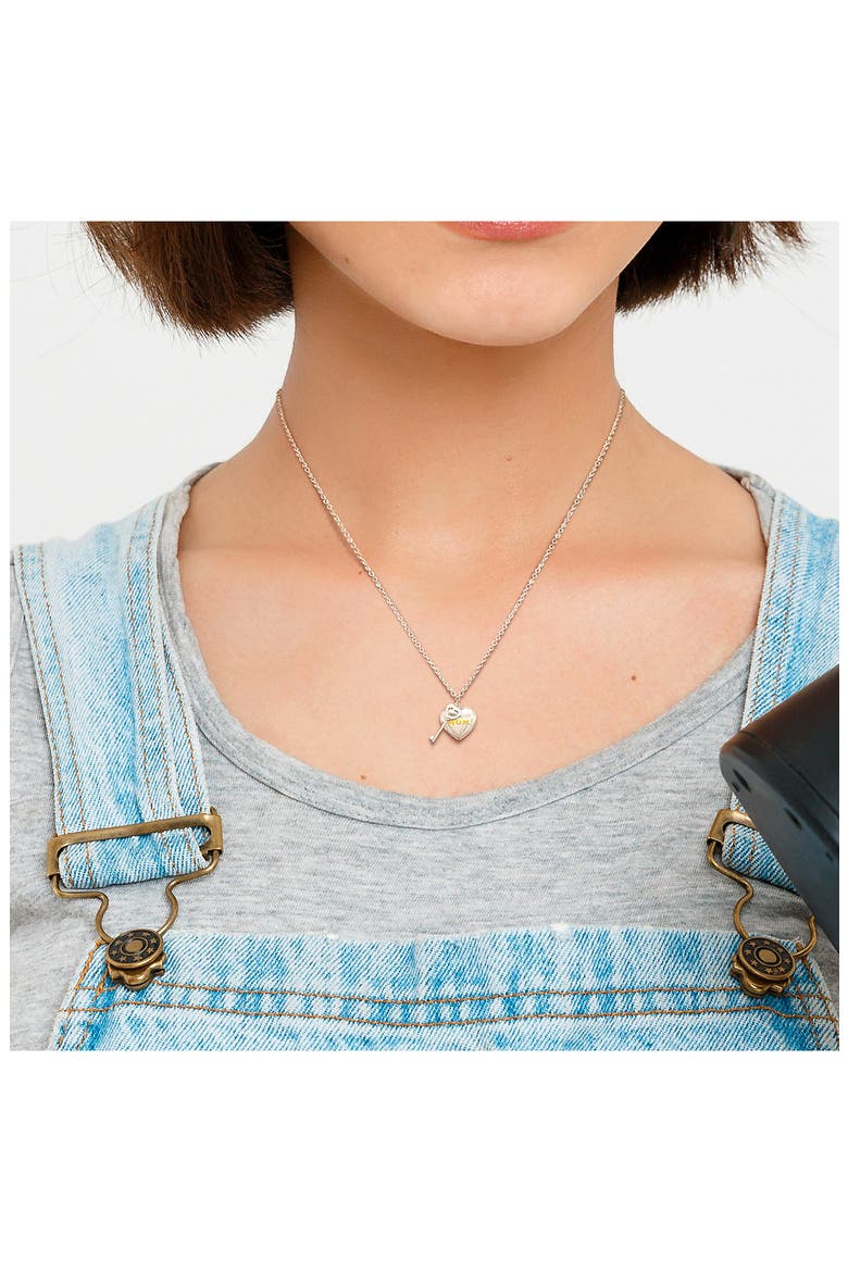 Heart & Key Charm Pendant Necklace, Alternate, color, SILVER