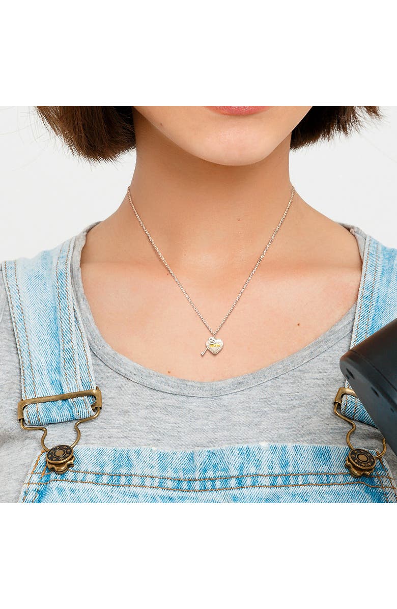 DELMAR Heart & Key Charm Pendant Necklace, Alternate, color, Silver