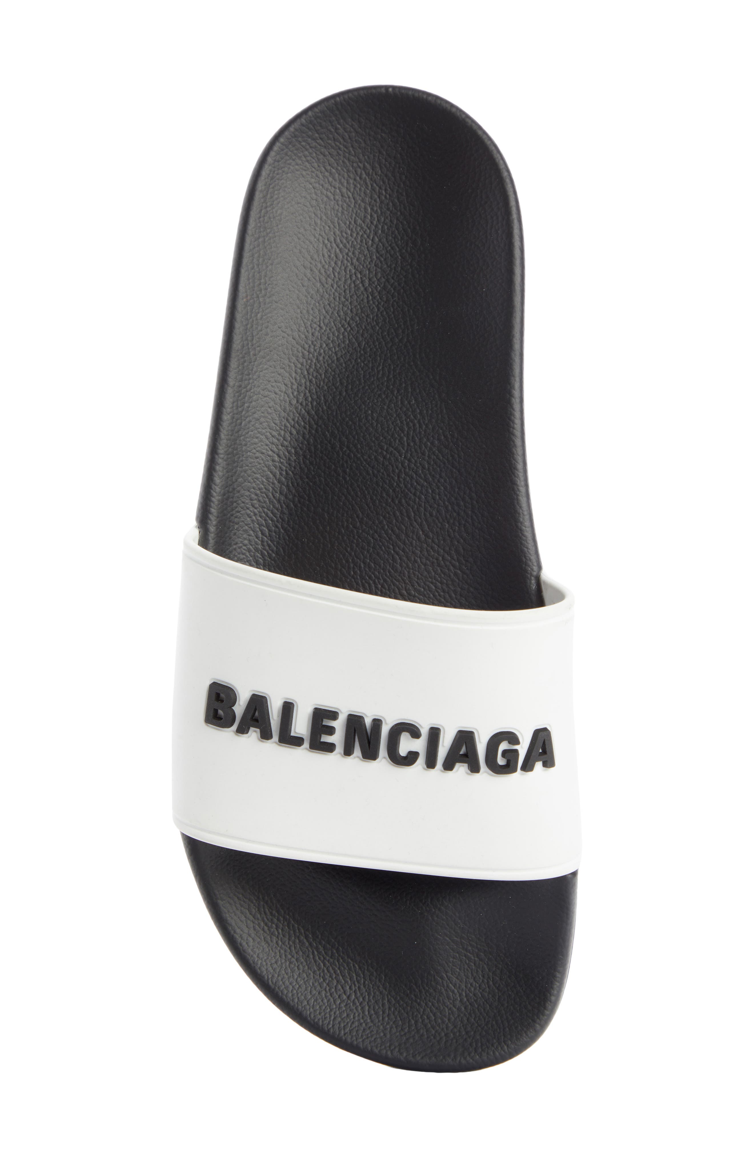Logo Pool Slide Sandal, Alternate, color, WHITE/ BLACK/ BLACK