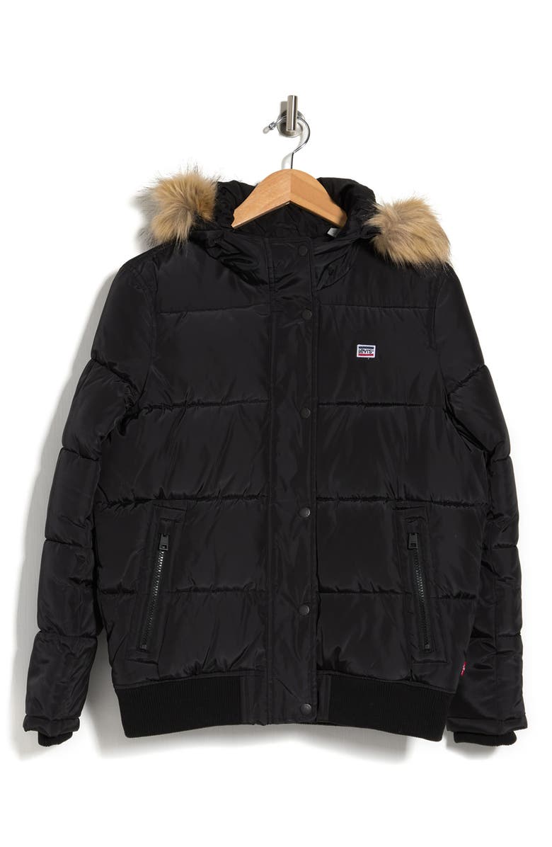 Levi's<sup>®</sup> LEVIS Faux Fur Trim Snorkel Bomber, Alternate, color,