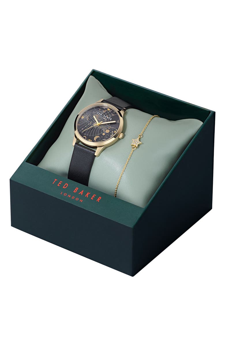 Ted Baker Leather Strap Watch & Star Bracelet Set, 36mm, Alternate, color, 