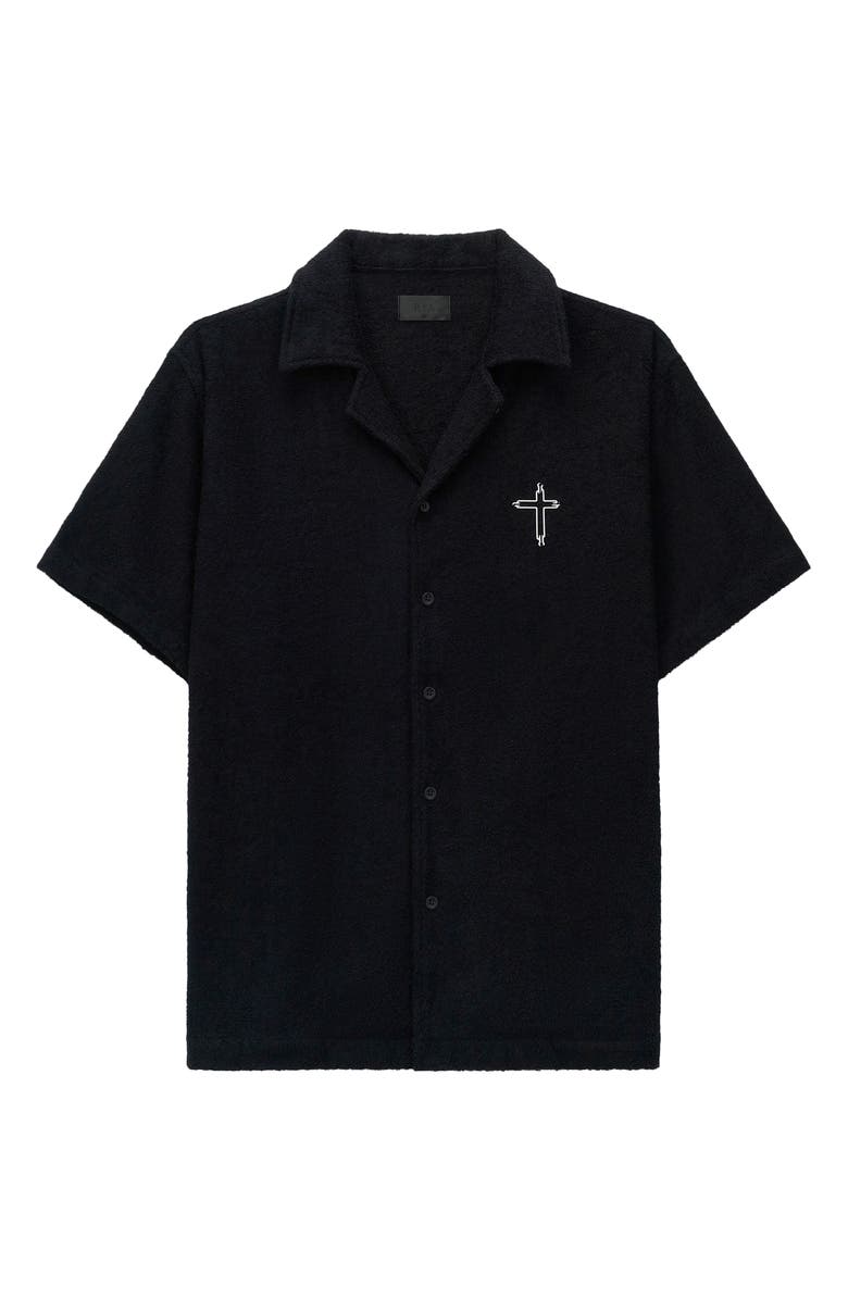 RtA Nathan Oversize Terry Cloth Camp Shirt, Main, color, Black