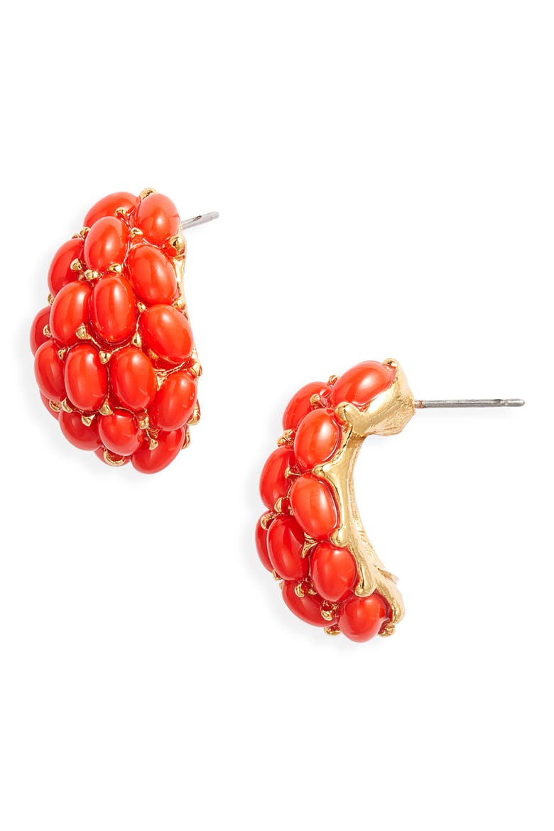 Cabachon Hoop Earrings, Main, color, GOLD/ ORANGE
