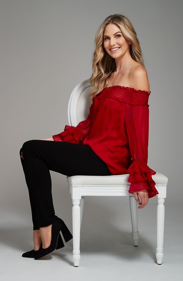 CeCe Smocked Off the Shoulder Blouse, Alternate, color, 