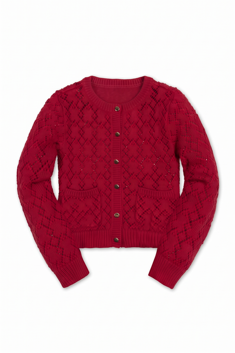 Kids' Organic Cotton Pointelle Cardigan