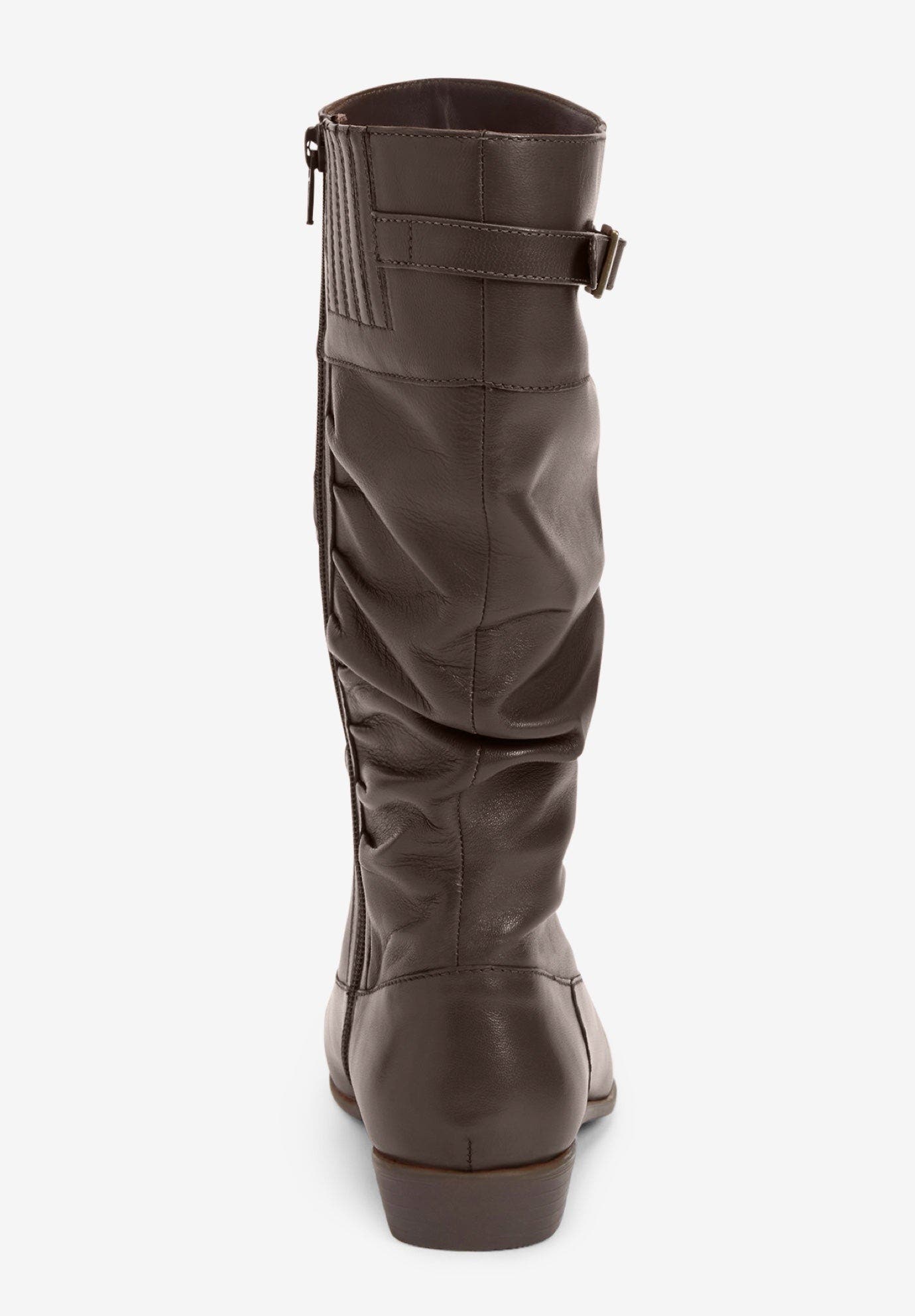 The Monica Wide Calf Leather Boot, Alternate, color, BROWN