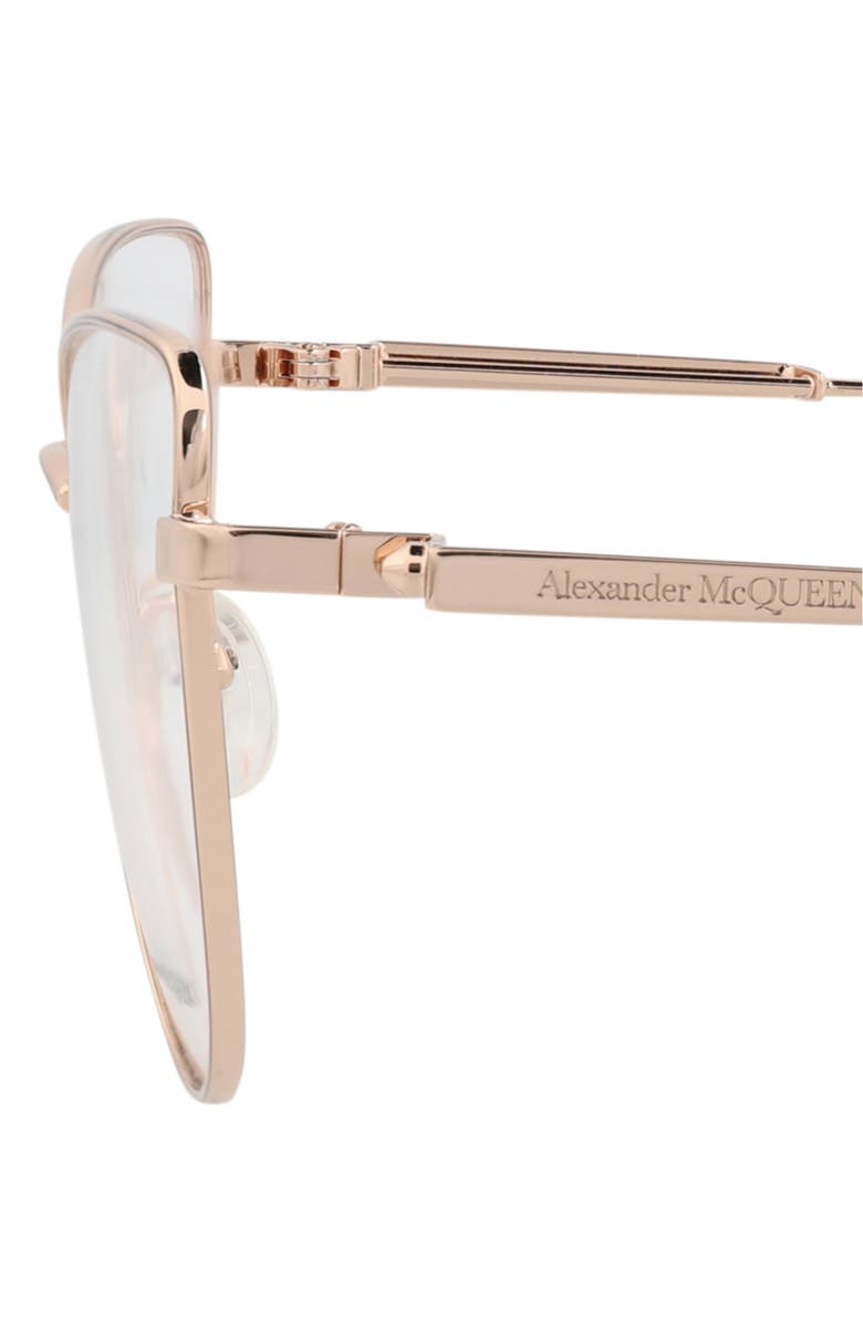 McQueen 55mm Cat Eye Optical Glasses, Alternate, color, Gold Gold Transparent
