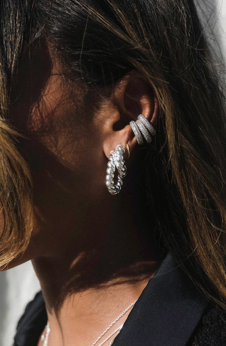 Child of Wild Twisted Sister Large Hoop Earrings, Alternate, color, Silver