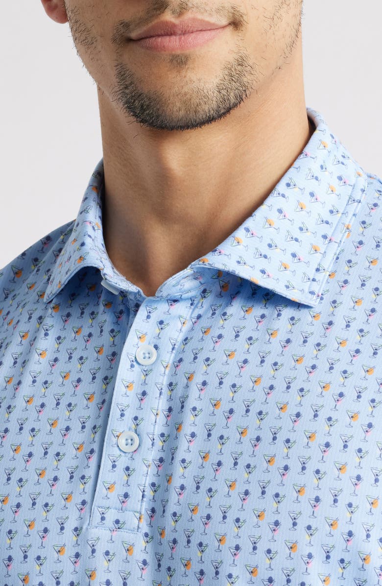 Johnston & Murphy XC4<sup>®</sup> + Cool Degree<sup>™</sup> Mini Martini Print Performance Golf Polo, Alternate, color, Blue Multi
