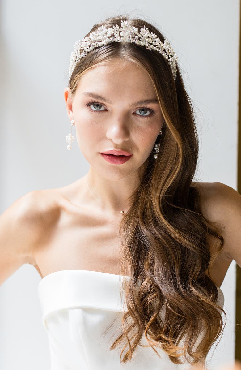 Brides & Hairpins Iriyah Crystal & Freshwater Pearl Crown, Main, color,