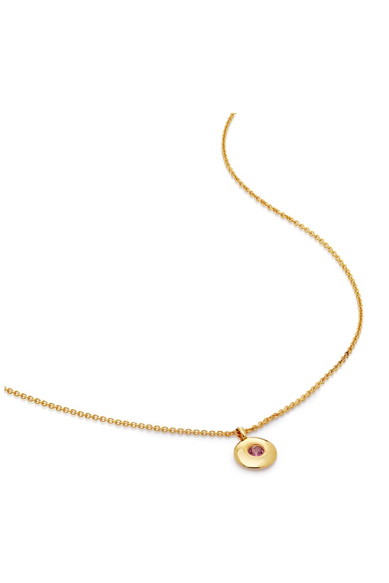 October Birthstone Pink Tourmaline Pendant Necklace, Main, color, 18K GOLD VERMEIL/ OCTOBER