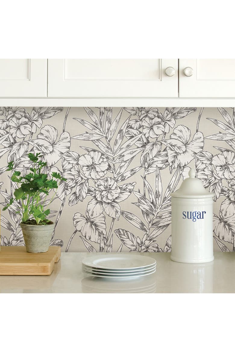 Grey Cayman Peel & Stick Wallpaper, Alternate, color, NEUTRAL