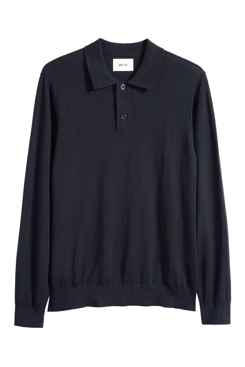 Serge 6584 Long Sleeve Wool Blend Polo Sweater, Alternate, color, DEEP NAVY