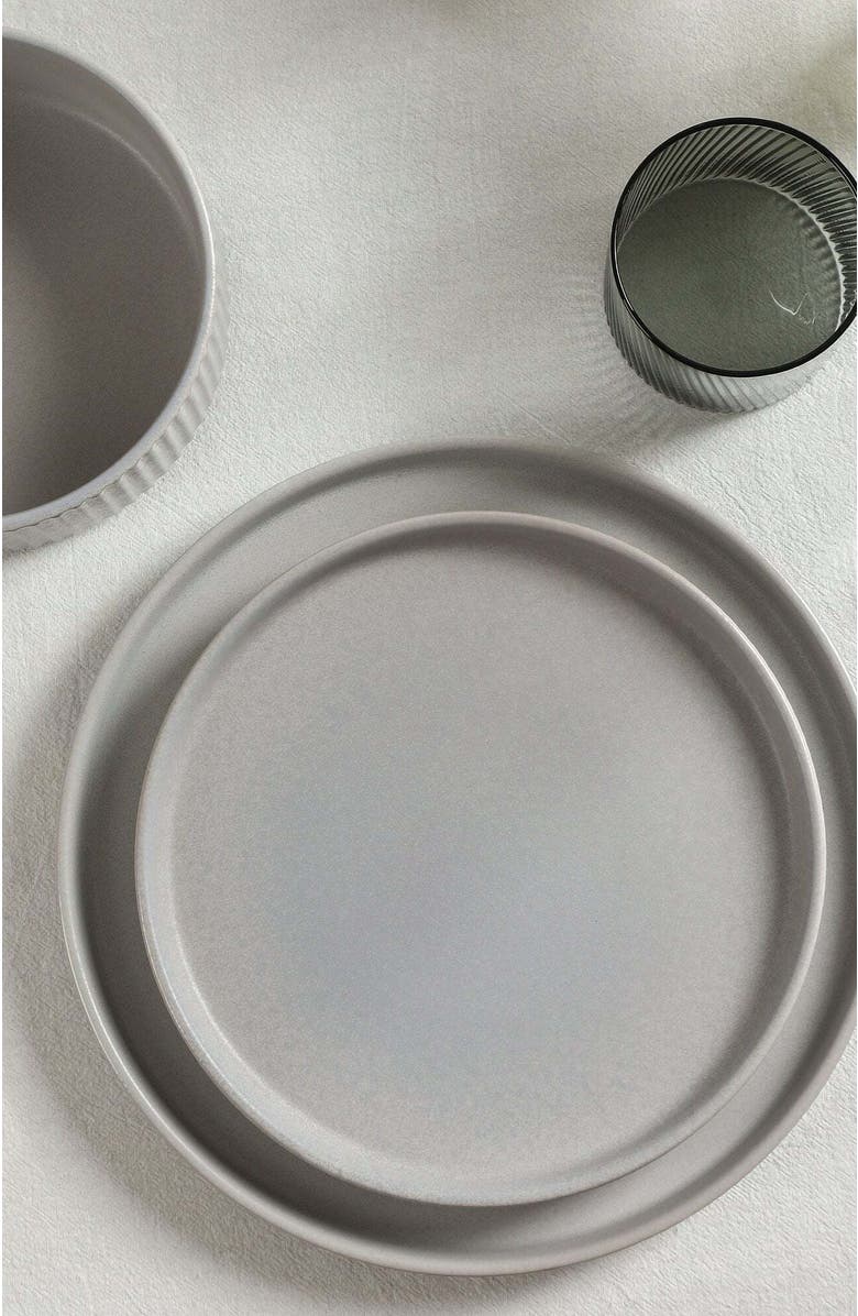 Stone Lain Haven Stoneware 16-Piece Dinnerware Set with Pasta Bowls, Alternate, color, Grey