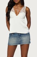 EDIKTED Vikkey Lace Trim Satin Tank