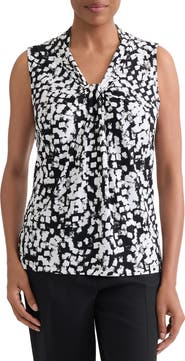 KASPER Block Print Sleeveless Top