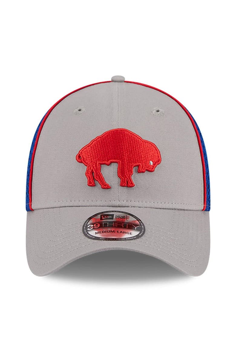 Men's New Era Gray Buffalo Bills Throwback Pipe 39THIRTY Flex Hat, Alternate, color, Gray