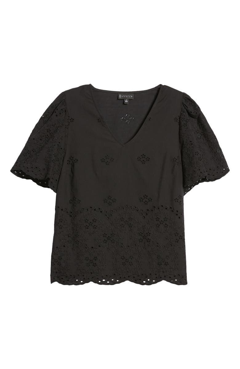 Bobeau Nyla Flutter Sleeve Cotton Eyelet Top, Alternate, color, 